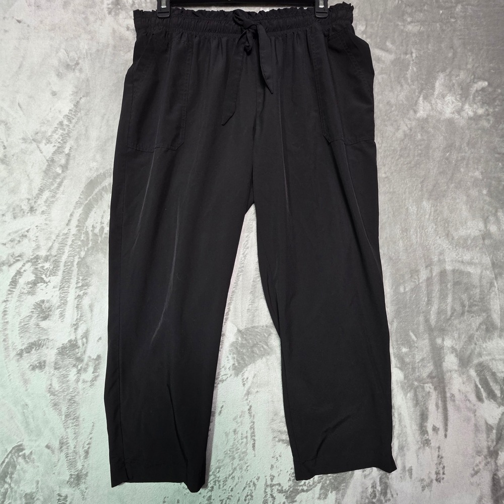 SOHO Apparel Ltd Womens XL Black Paperbag Waist Jogger Pants